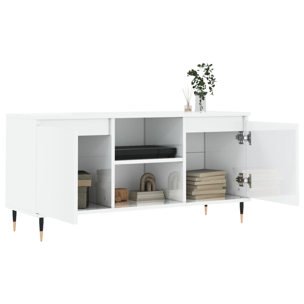 vidaXL Tv-meubel 104x35x50 cm bewerkt hout hoogglans wit