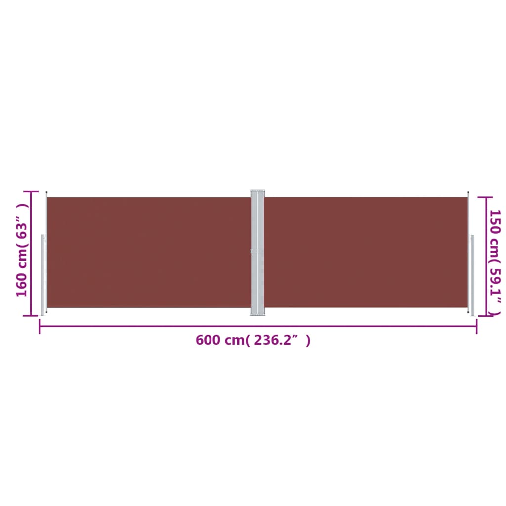 vidaXL Windscherm uittrekbaar 160x600 cm bruin