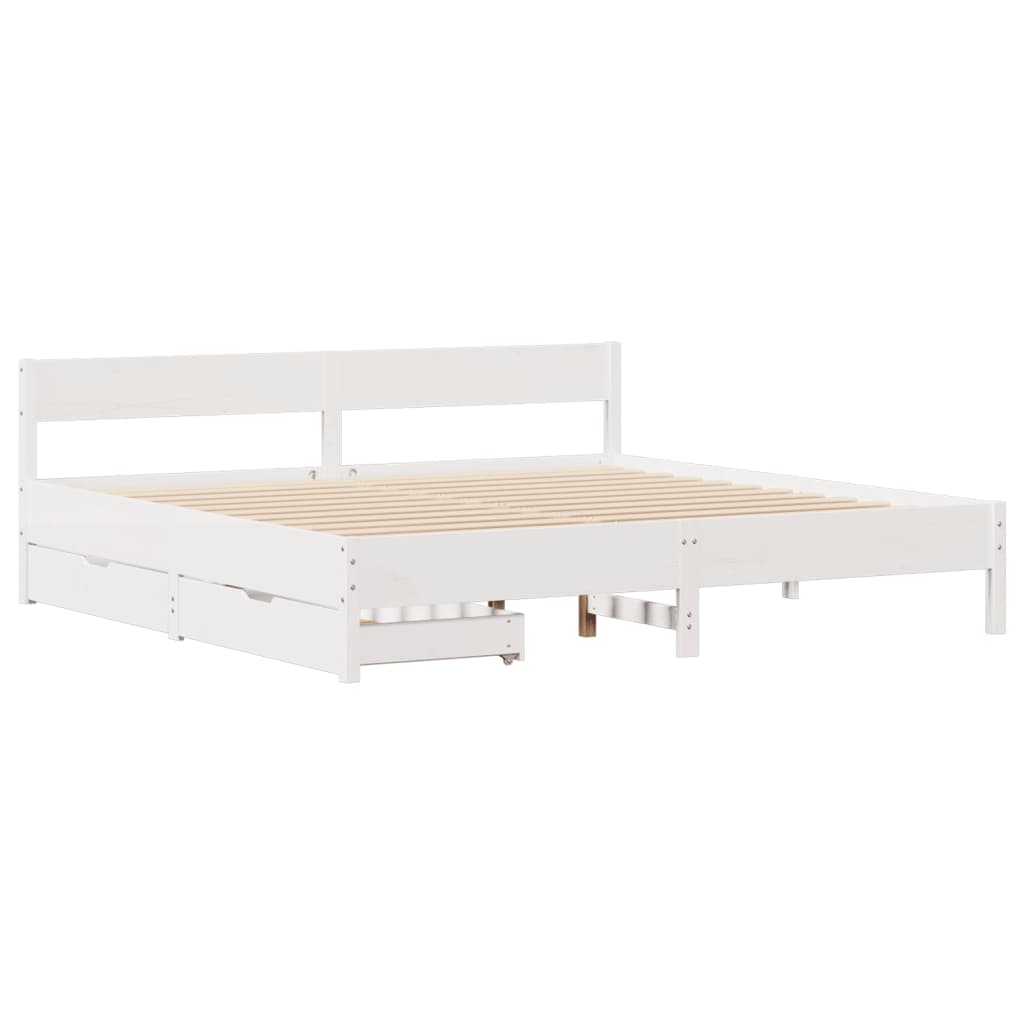 vidaXL Bedframe zonder matras massief grenenhout wit 200x200 cm