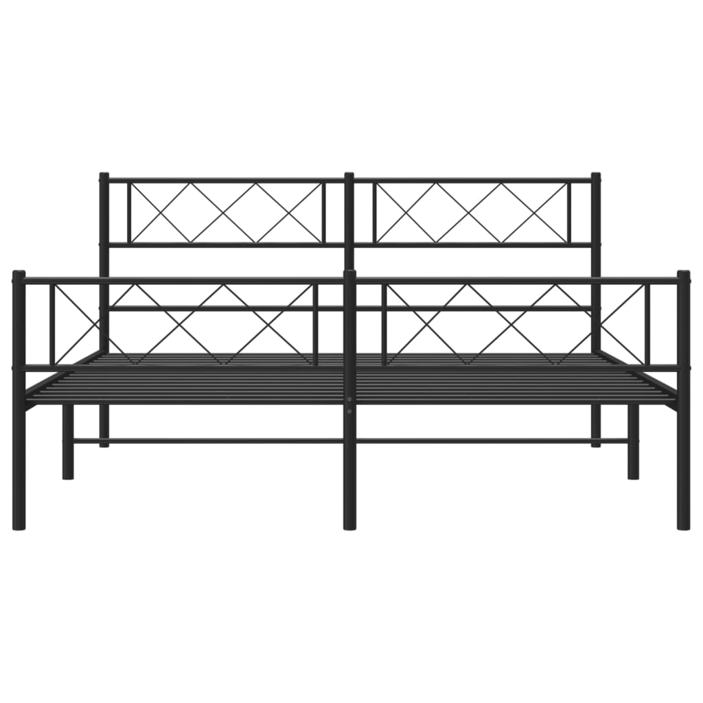 vidaXL Bedframe met hoofd- en voeteneinde metaal zwart 140x190 cm