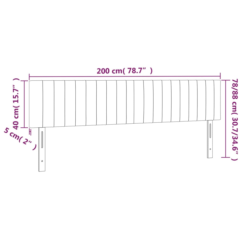 vidaXL Hoofdbord LED 200x5x78/88 cm stof donkergrijs