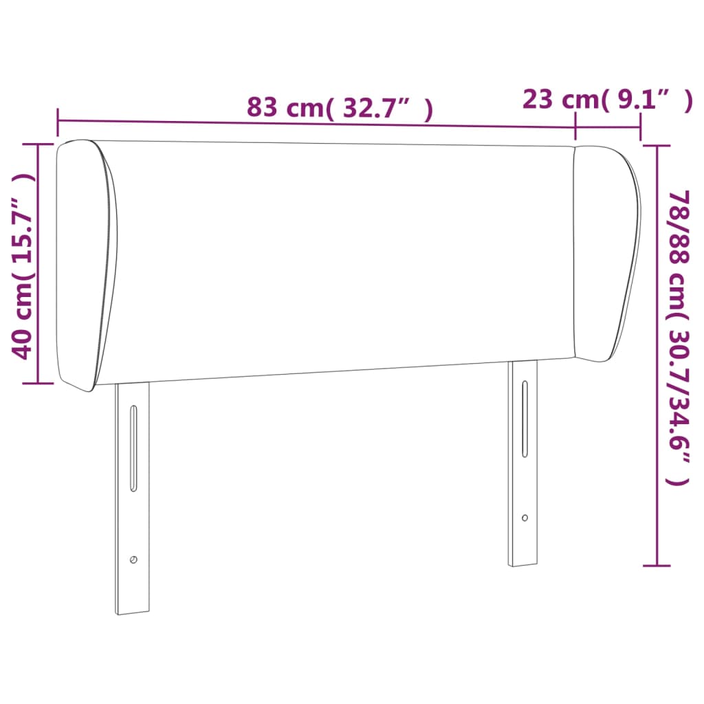 vidaXL Hoofdbord met randen 83x23x78/88 cm stof crèmekleurig