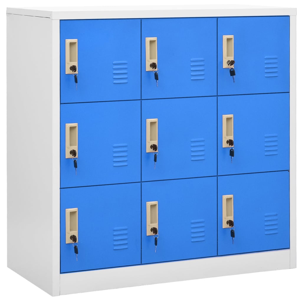 vidaXL Lockerkasten 5 st 90x45x92,5 cm staal lichtgrijs en blauw