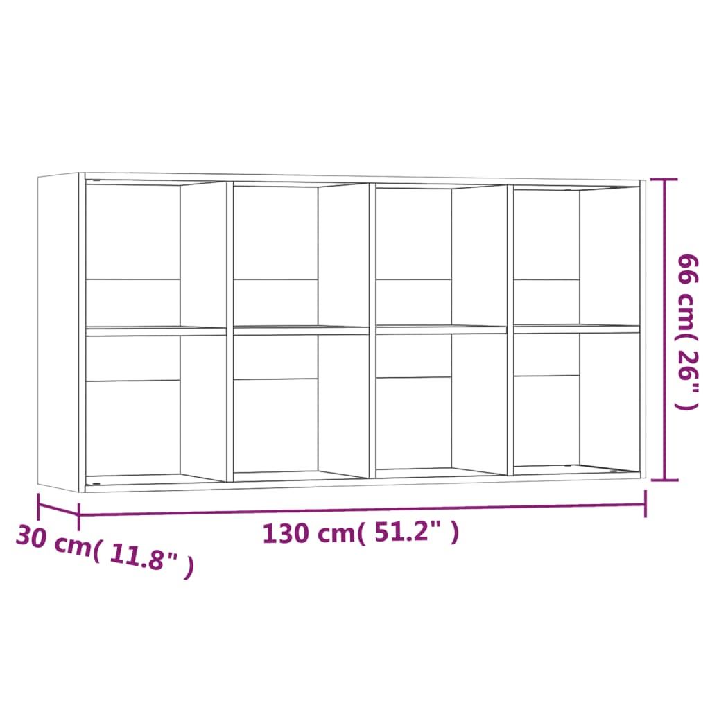 vidaXL Boekenkast 66x30x130 cm bewerkt hout gerookt eikenkleurig