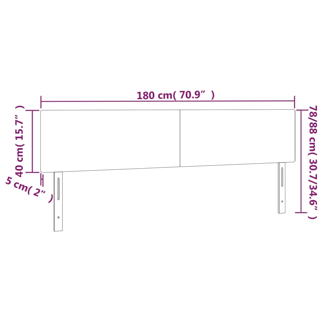 vidaXL Hoofdbord LED 180x5x78/88 cm fluweel lichtgrijs