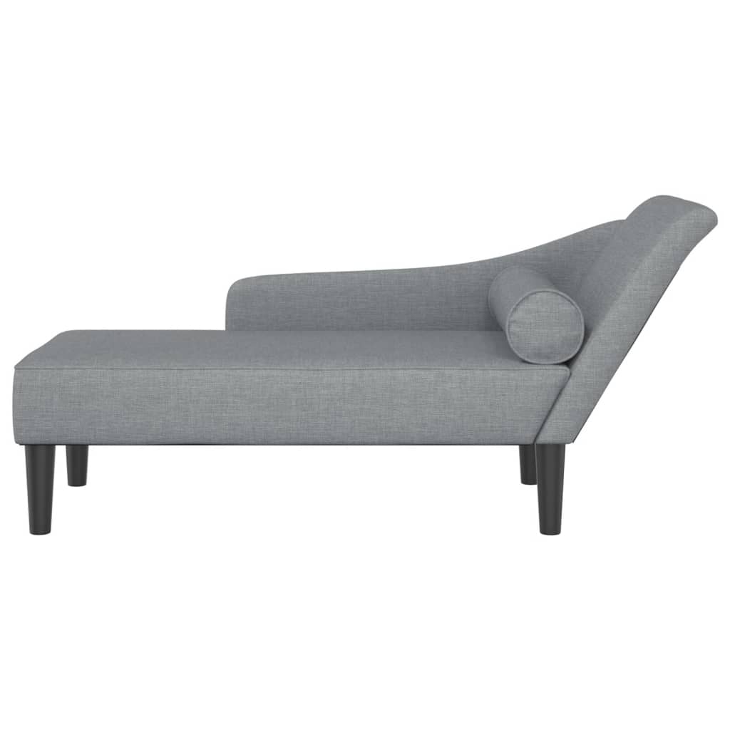 vidaXL Chaise longue met kussens stof lichtgrijs