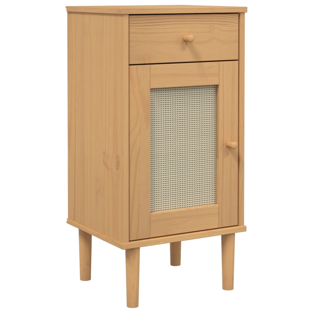 vidaXL Dressoir SENJA rattan-look 80x35x80 cm massief grenenhout bruin