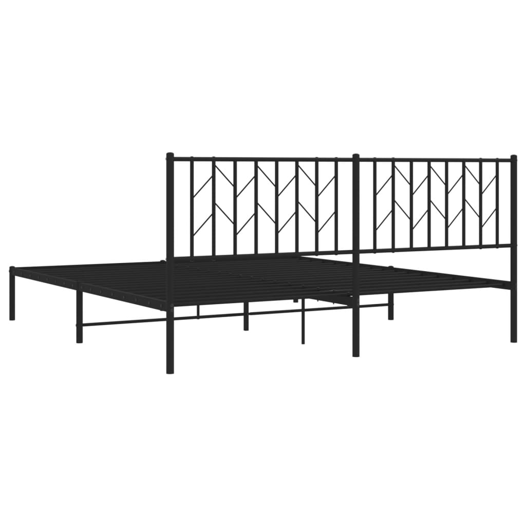 vidaXL Bedframe met hoofdbord metaal zwart 183x213 cm