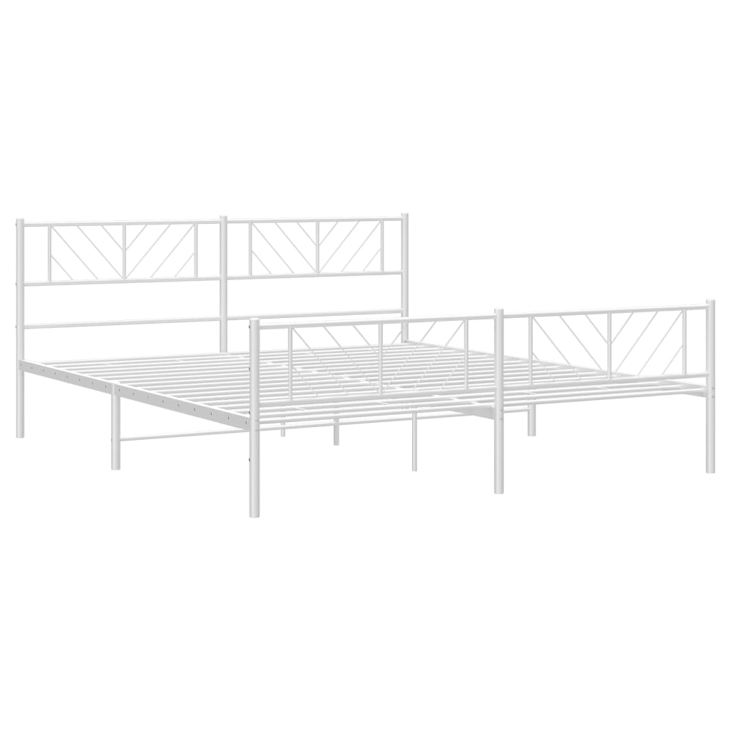 vidaXL Bedframe met hoofd- en voeteneinde metaal wit 180x200 cm