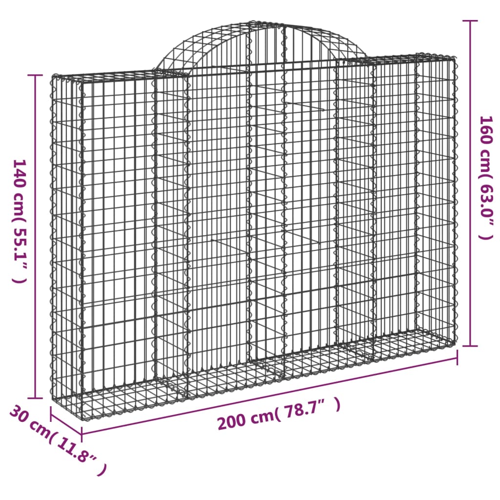 vidaXL Schanskorven 15 st gewelfd 200x30x140/160 cm ijzer