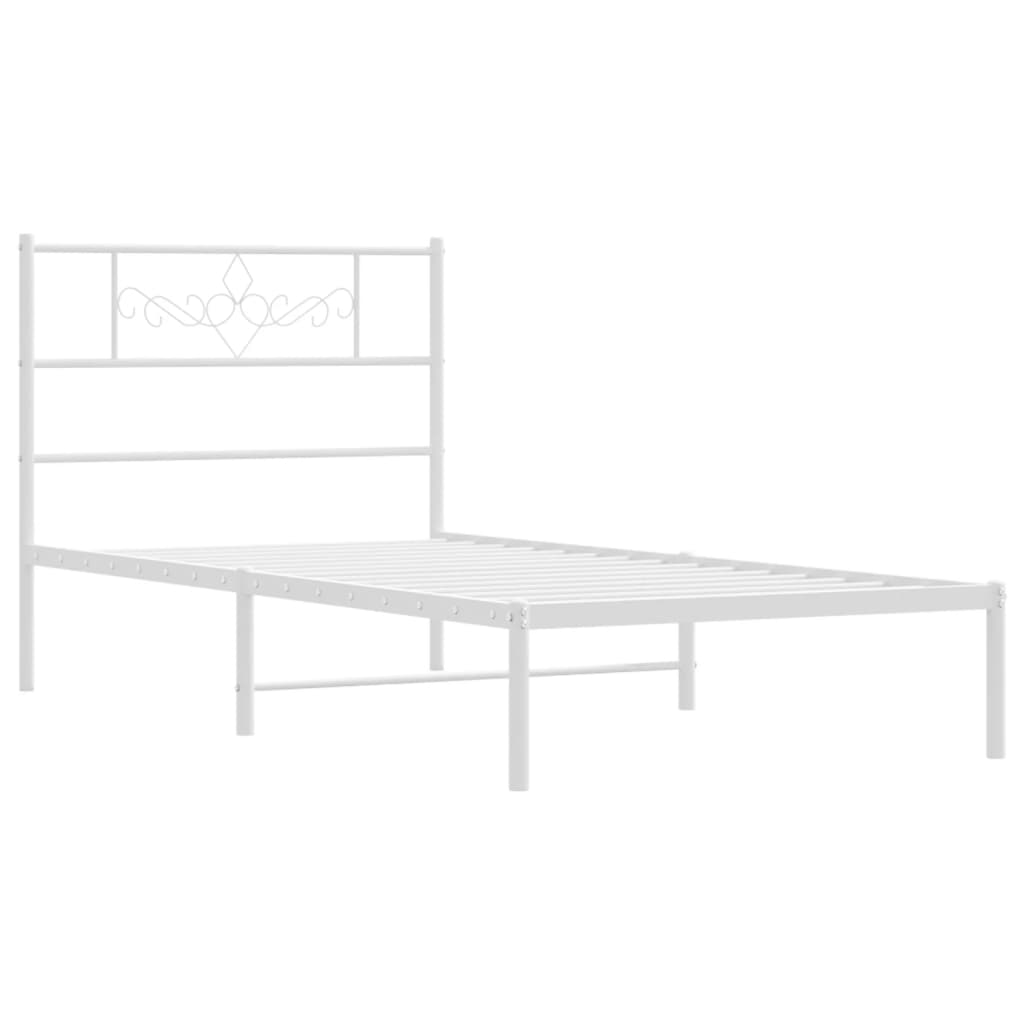 vidaXL Bedframe met hoofdbord metaal wit 107x203 cm