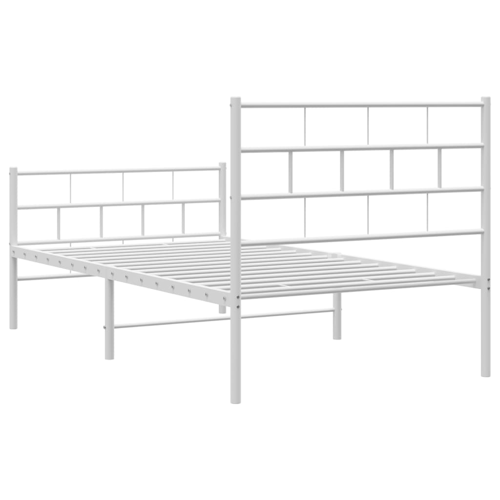 vidaXL Bedframe met hoofd- en voeteneinde metaal wit 90x190 cm