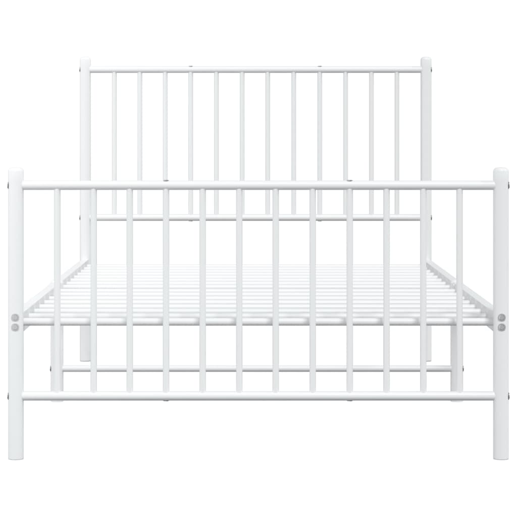 vidaXL Bedframe met hoofd- en voeteneinde metaal wit 100x190 cm