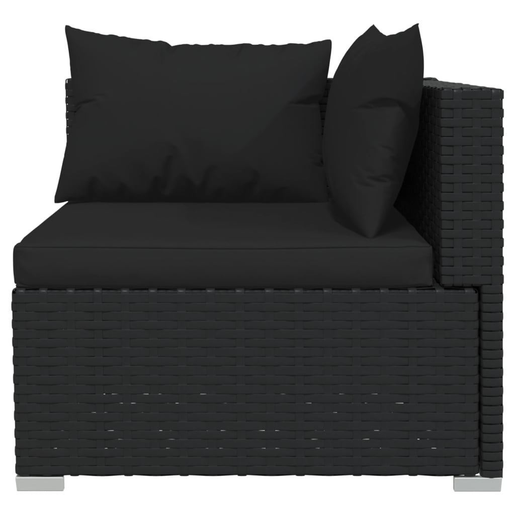 vidaXL 12-delige Loungeset met kussens poly rattan zwart