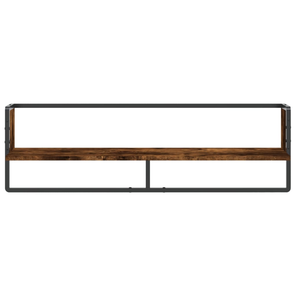 vidaXL Wandschap met stang 100x25x30 cm gerookt eikenkleurig