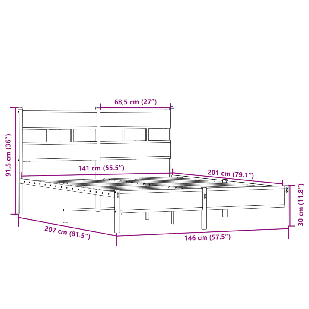 vidaXL Bedframe zonder matras hout sonoma eikenkleurig 140x200 cm