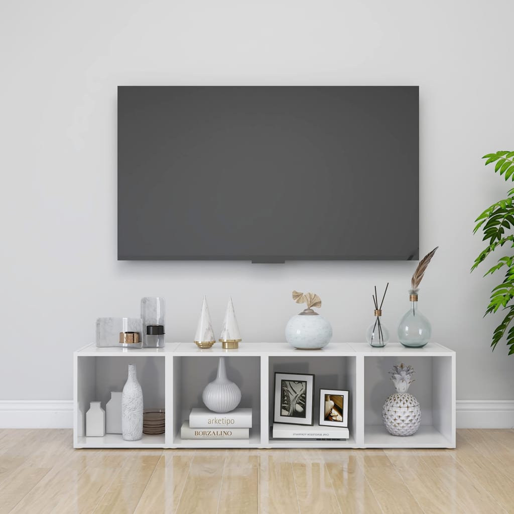 vidaXL Tv-meubel 37x35x37 cm bewerkt hout hoogglans wit