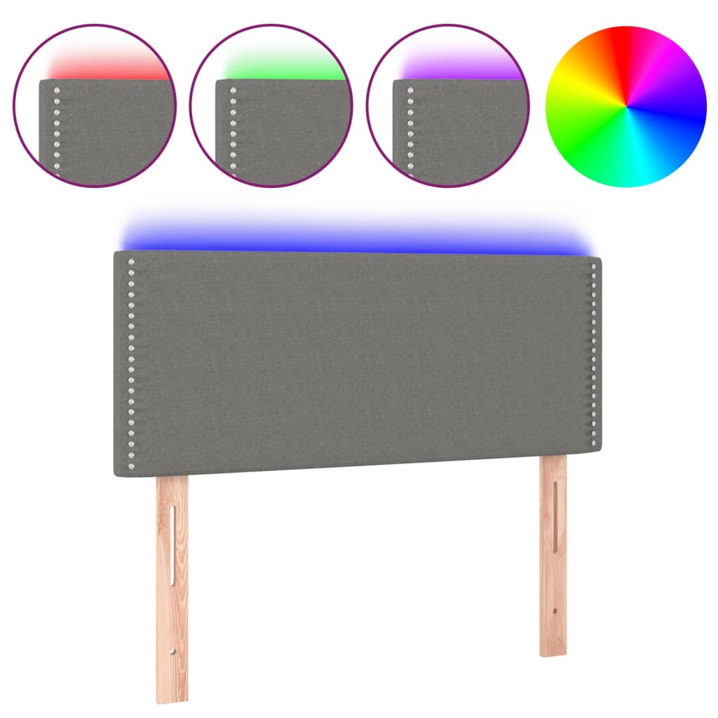 vidaXL Hoofdbord LED 90x5x78/88 cm stof donkergrijs