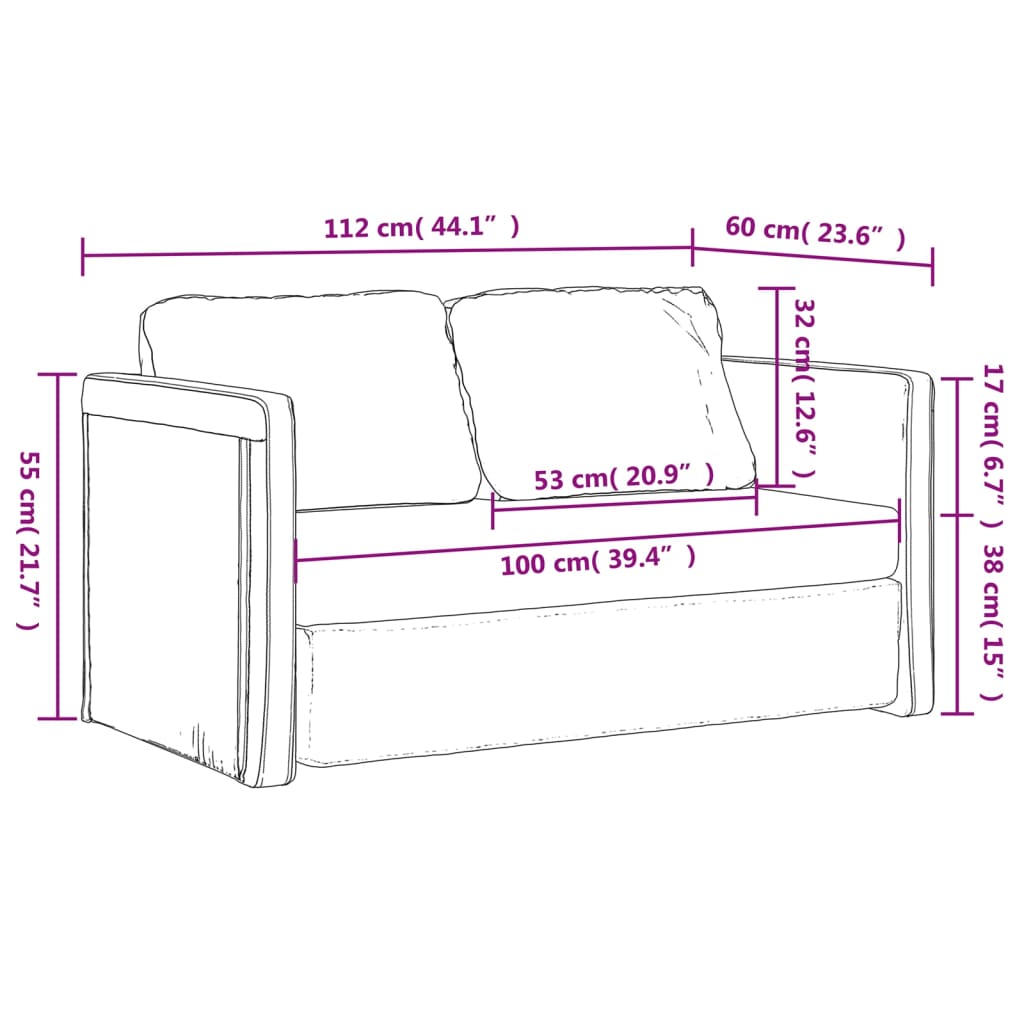 vidaXL Slaapbank vloermodel 2-in-1 112x174x55 cm stof blauw