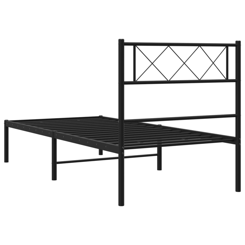 vidaXL Bedframe met hoofdbord metaal zwart 100x190 cm