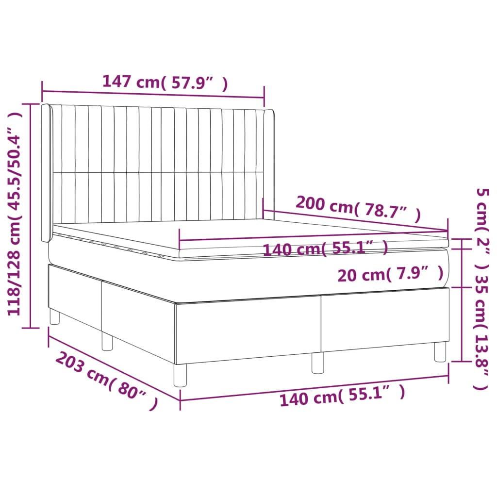 vidaXL Boxspring met matras en LED fluweel zwart 140x200 cm