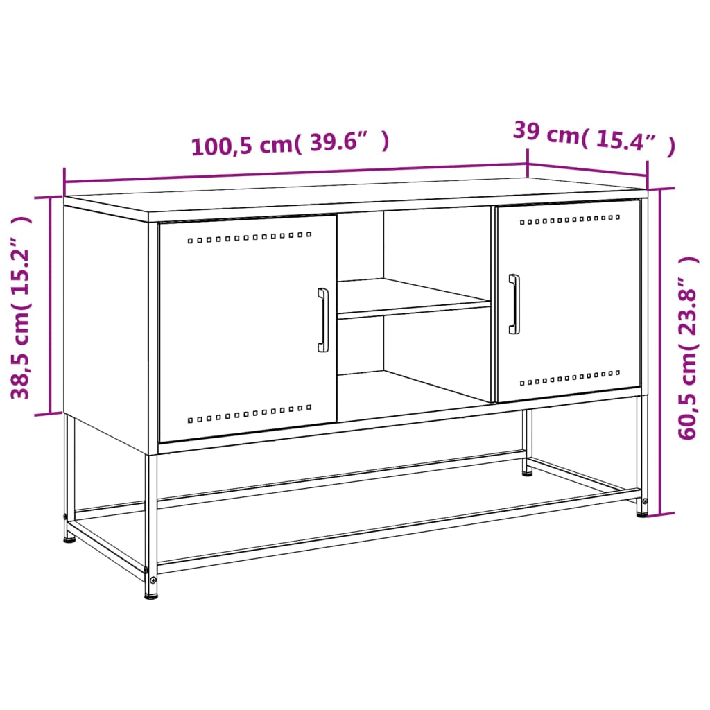 vidaXL Tv-meubel 100,5x39x60,5 cm staal roze