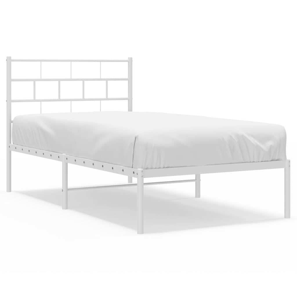 vidaXL Bedframe met hoofdbord metaal wit 100x190 cm