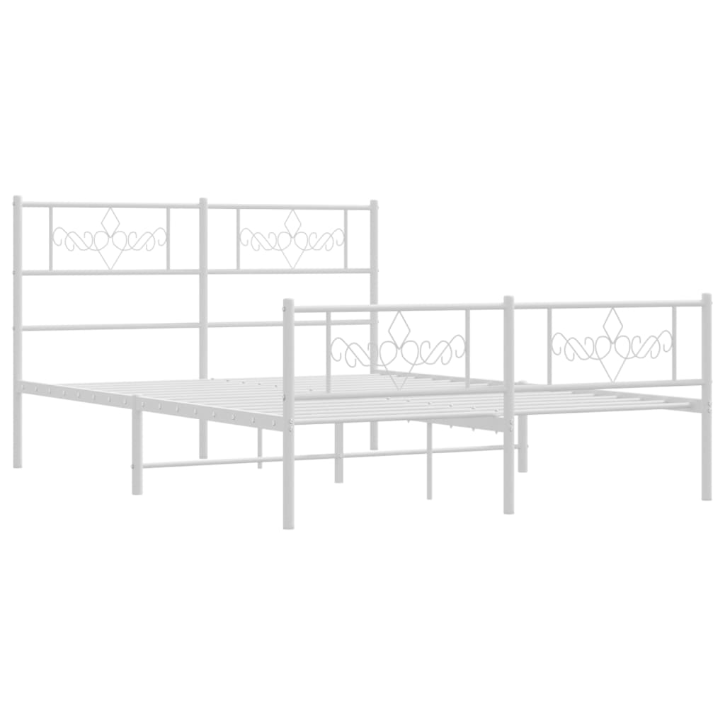 vidaXL Bedframe met hoofd- en voeteneinde metaal wit 135x190 cm