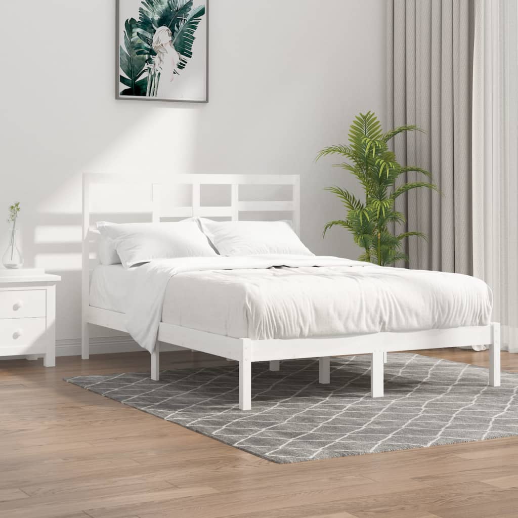 vidaXL Bedframe massief hout wit 120x190 cm