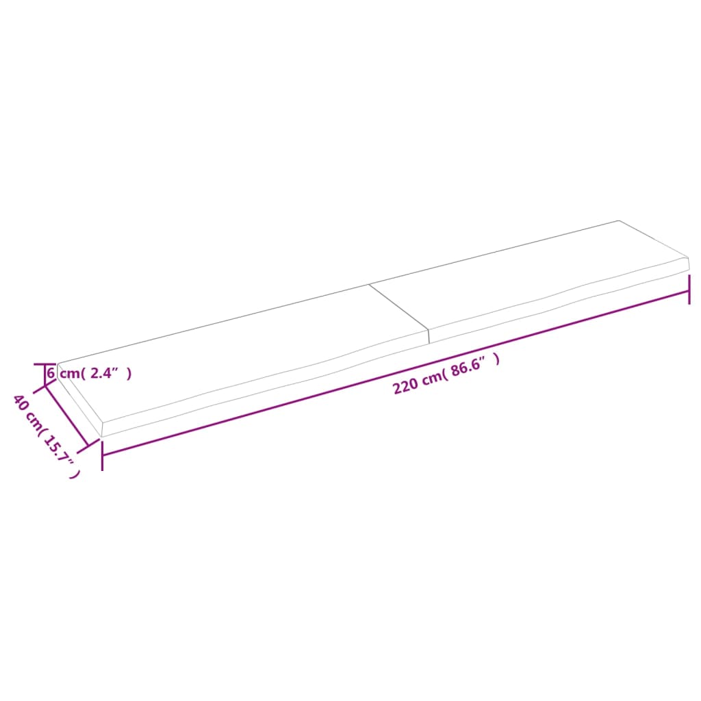 vidaXL Tafelblad 220x40x(2-6)cm behandeld eikenhout donkerbruin