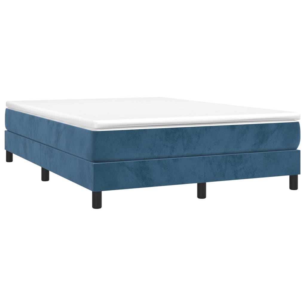 vidaXL Boxspring met matras fluweel donkerblauw 140x190 cm