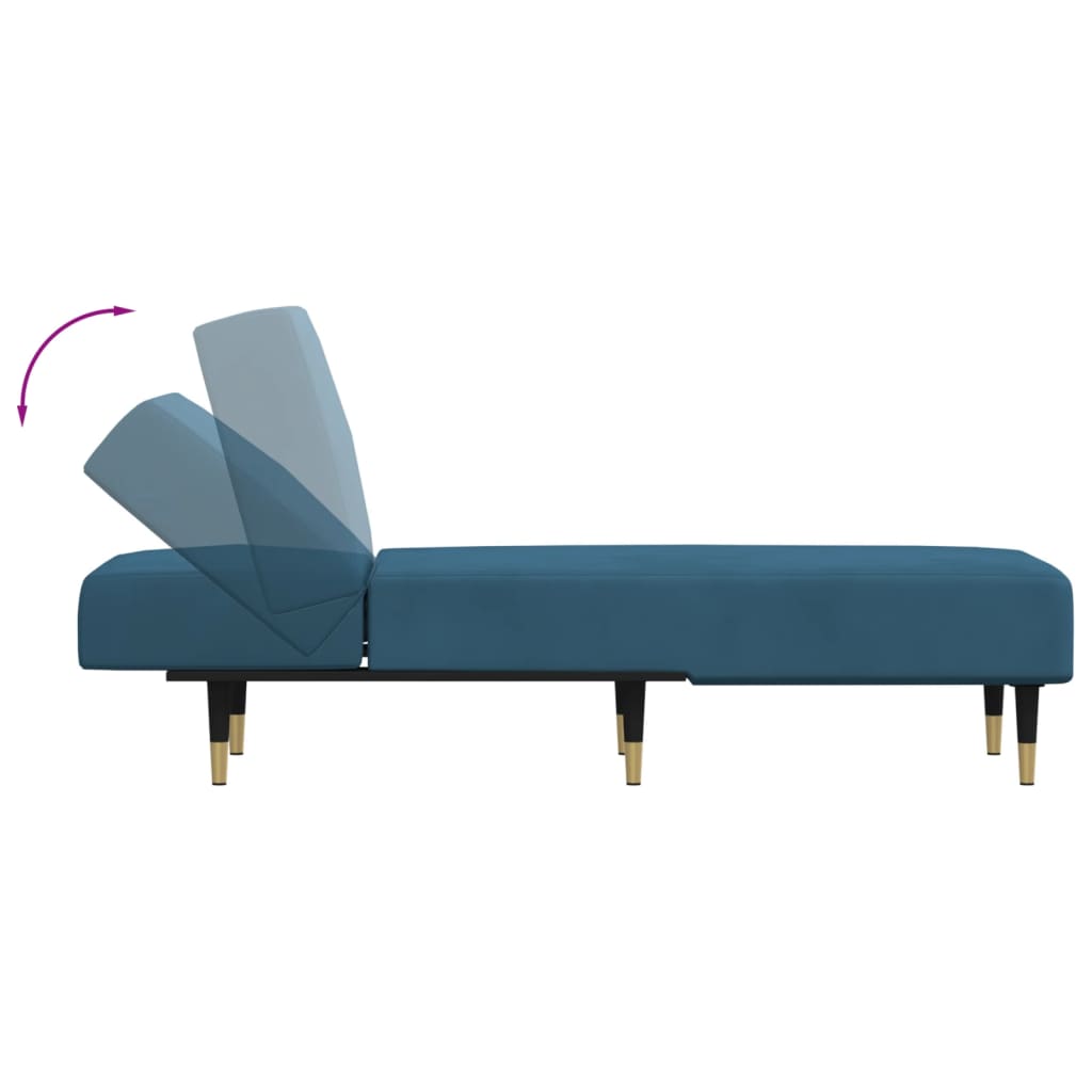 vidaXL Chaise longue fluweel blauw