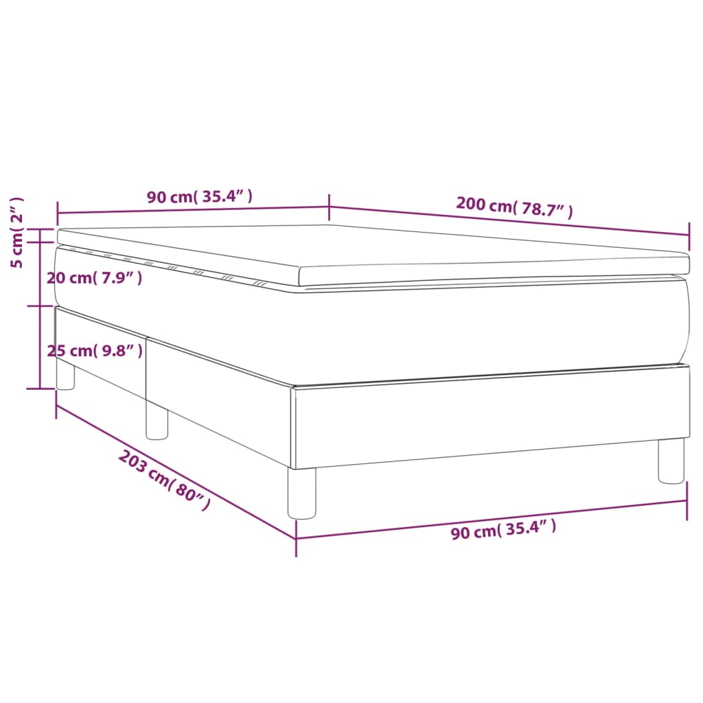 vidaXL Boxspring met matras stof crèmekleurig 90x200 cm