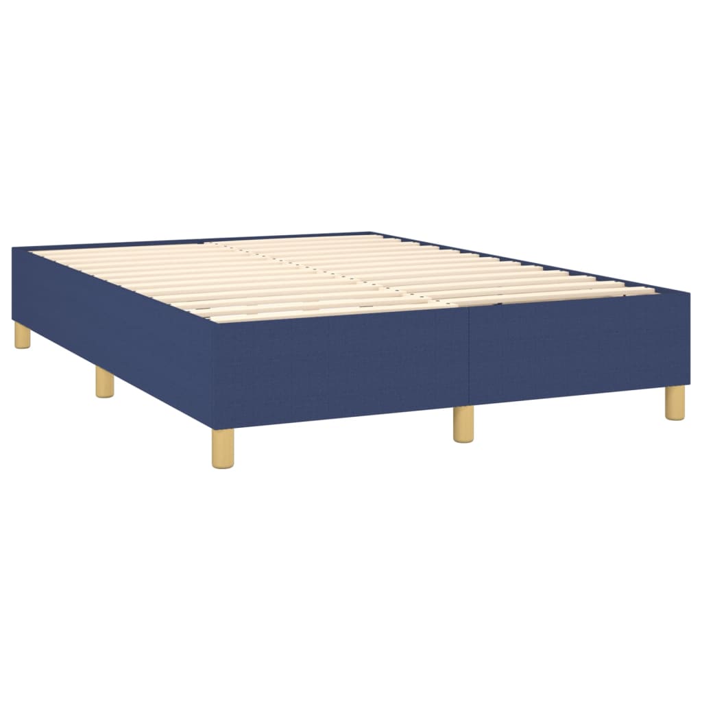 vidaXL Boxspring met matras stof blauw 140x190 cm