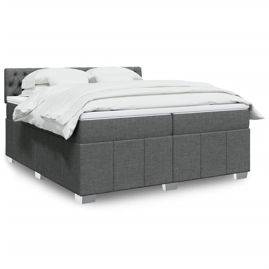 vidaXL Boxspring met matras stof donkergrijs 200x200 cm