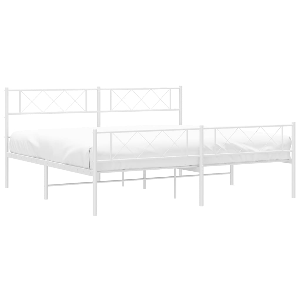 vidaXL Bedframe met hoofd- en voeteneinde metaal wit 180x200 cm