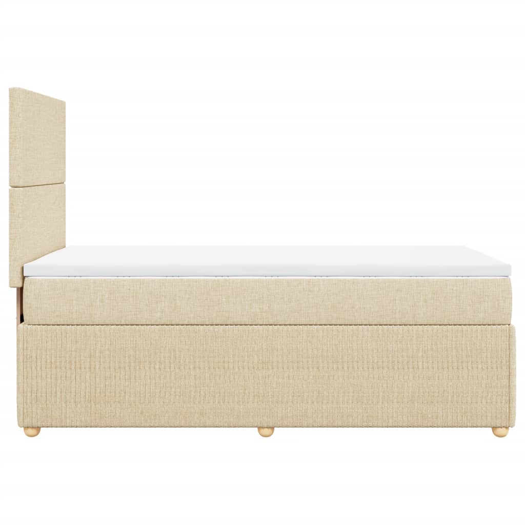 vidaXL Boxspring met matras stof crèmekleurig 100x200 cm