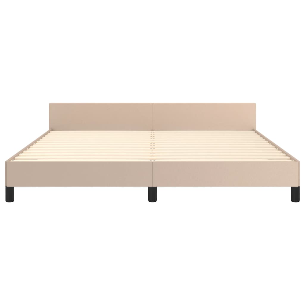 vidaXL Bedframe met hoofdbord kunstleer cappuccinokleurig 180x200 cm