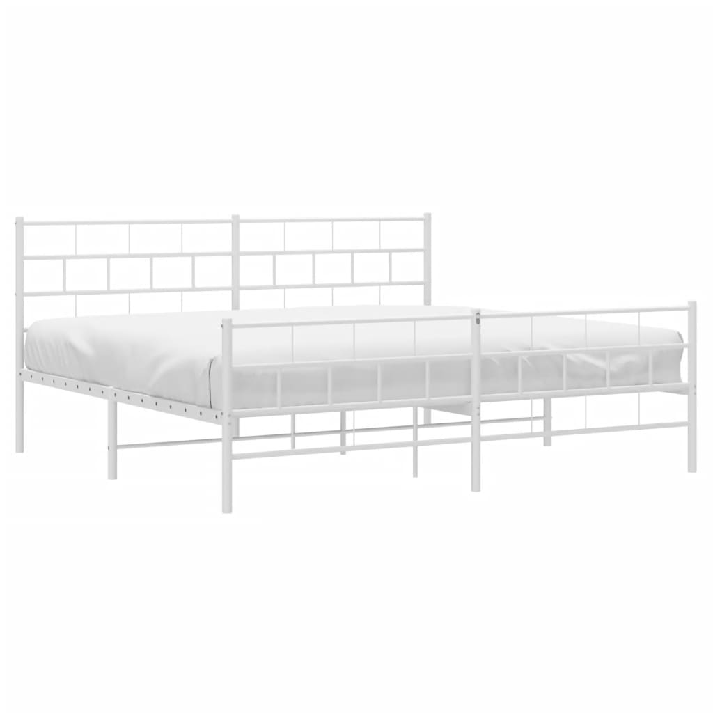 vidaXL Bedframe met hoofd- en voeteneinde metaal wit 200x200 cm