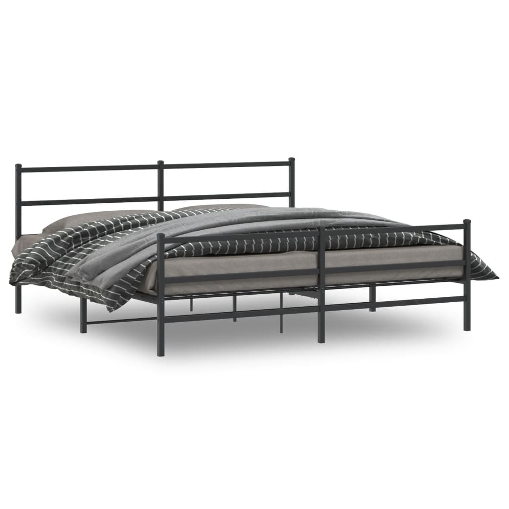 vidaXL Bedframe met hoofd- en voeteneinde metaal zwart 200x200 cm