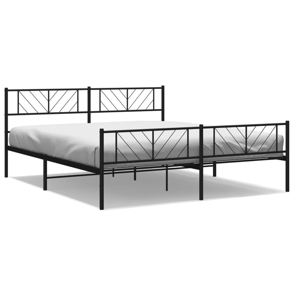 vidaXL Bedframe met hoofd- en voeteneinde metaal zwart 200x200 cm