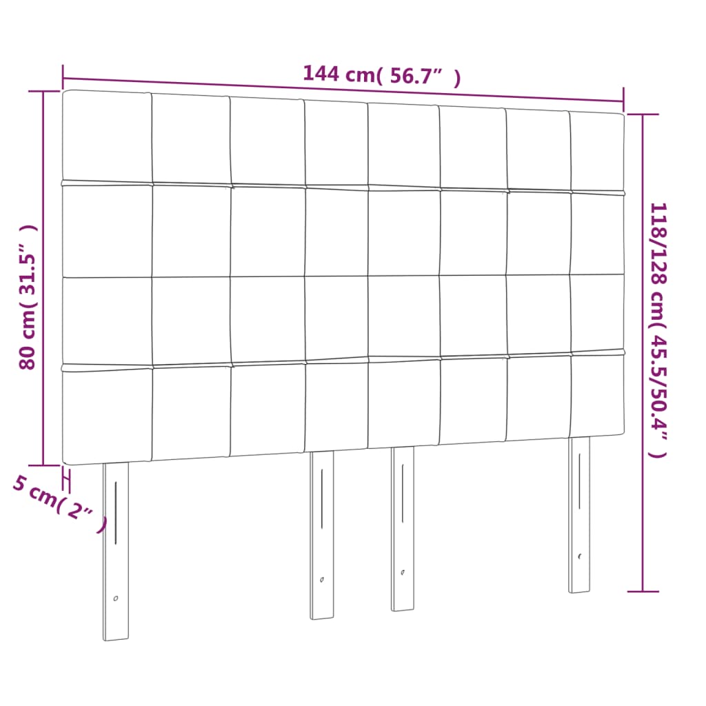 vidaXL Hoofdbord LED 144x5x118/128 cm fluweel donkergroen