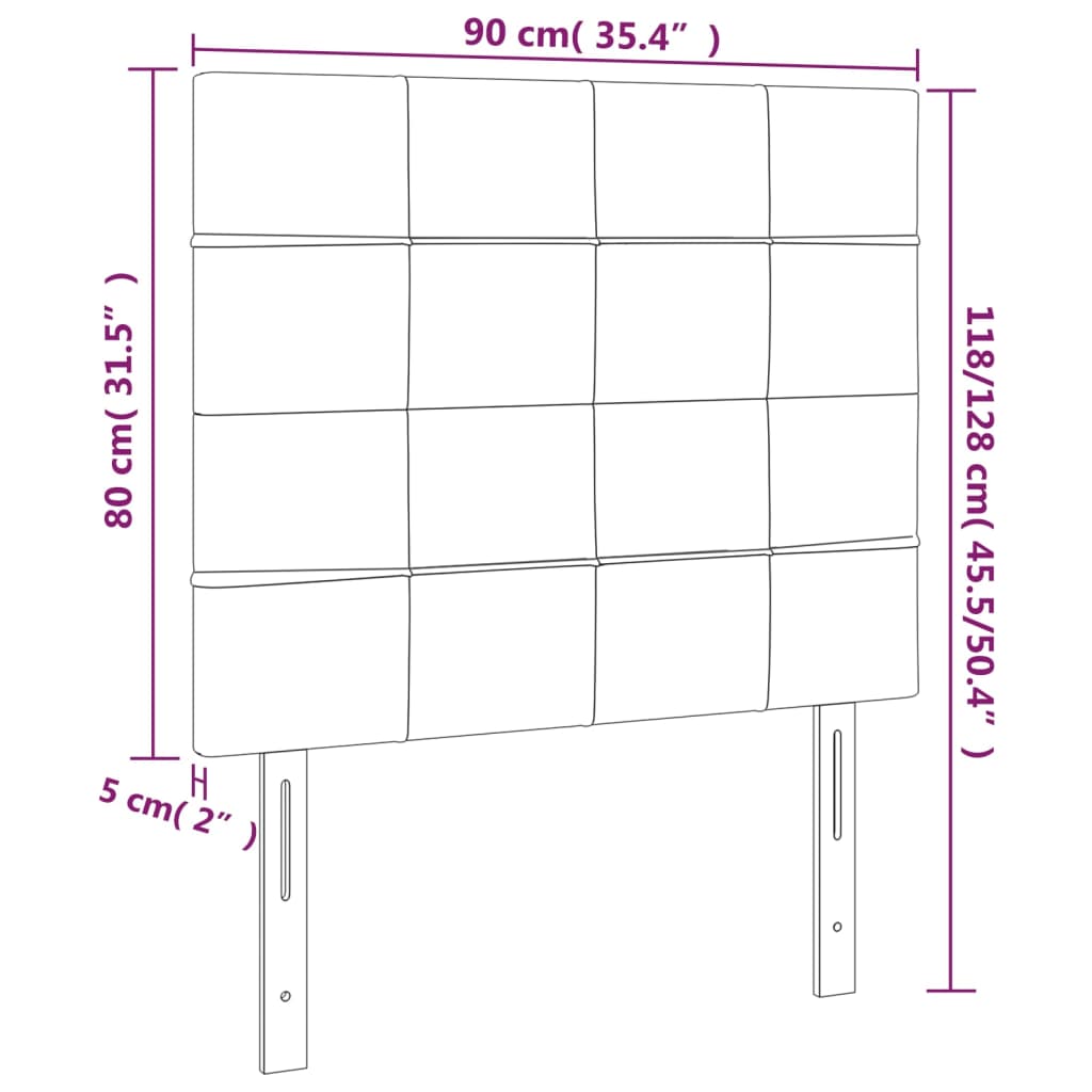 vidaXL Hoofdbord LED 90x5x118/128 cm fluweel lichtgrijs