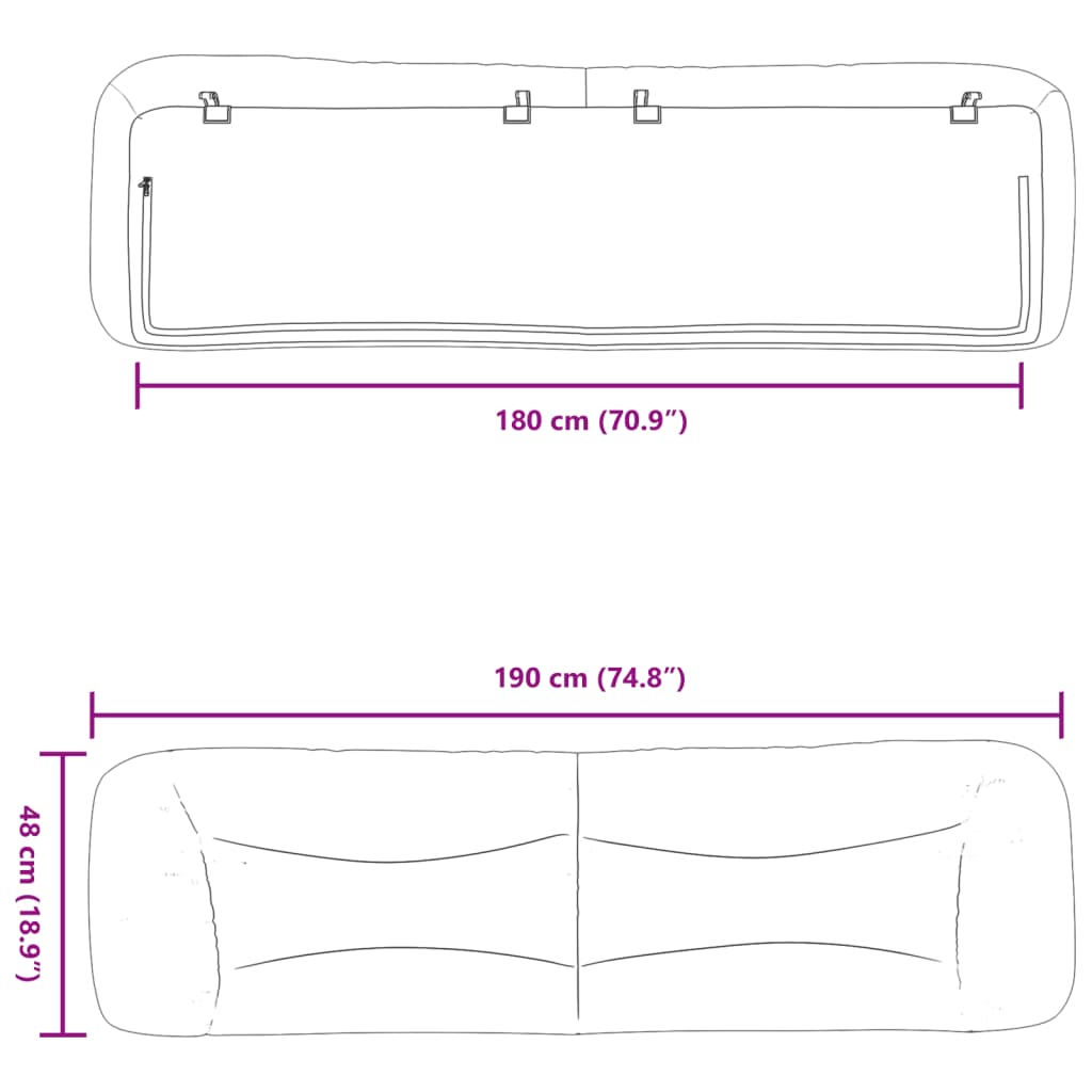 vidaXL Hoofdbordkussen 180 cm kunstleer zwart