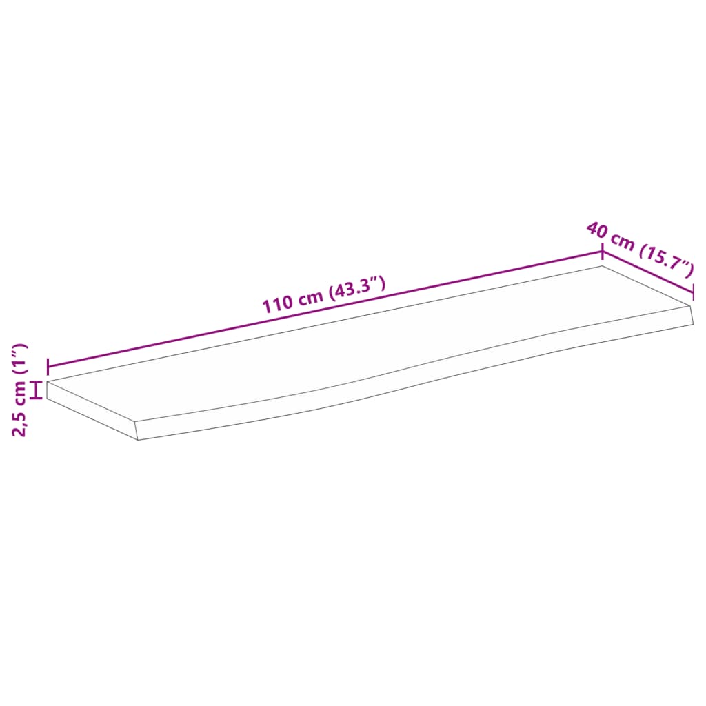 vidaXL Tafelblad met natuurlijke rand 110x40x2,5 cm massief mangohout