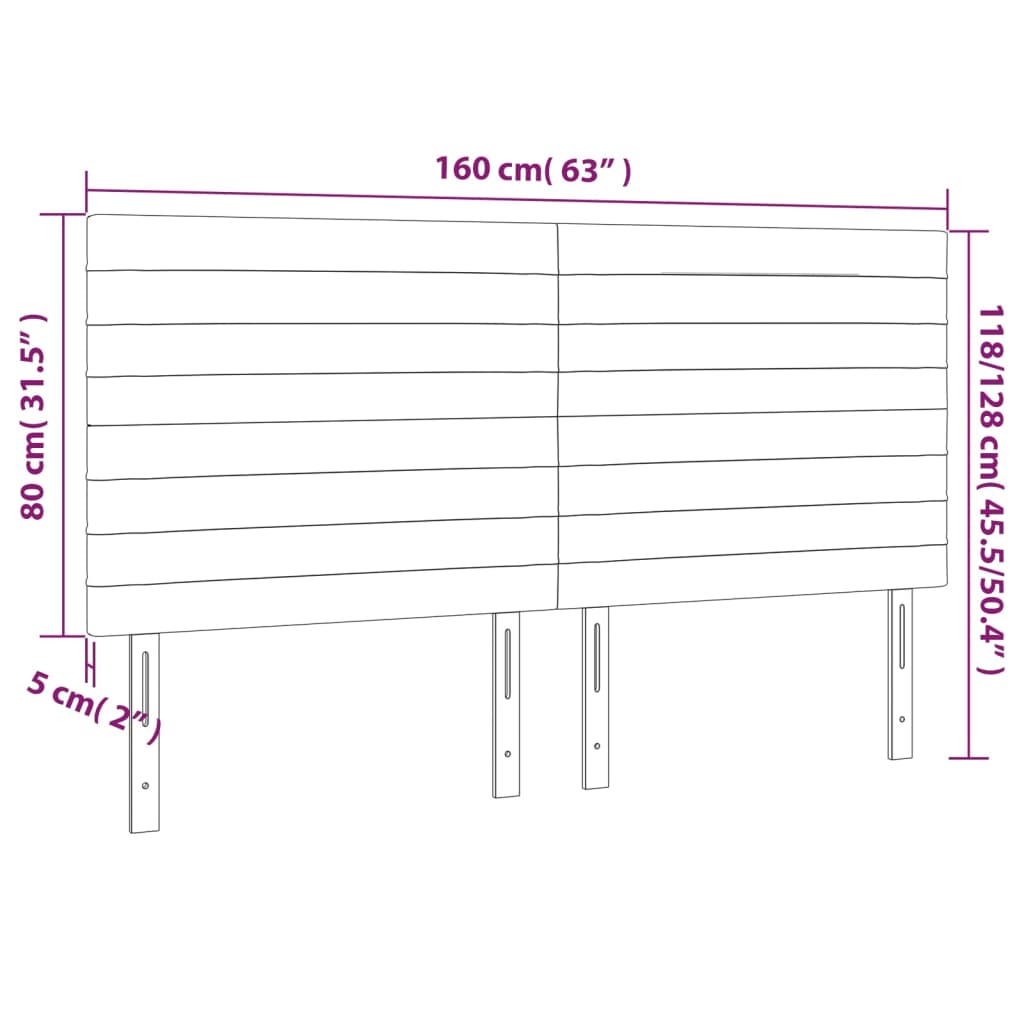 vidaXL Hoofdbord LED 160x5x118/128 cm stof donkergrijs