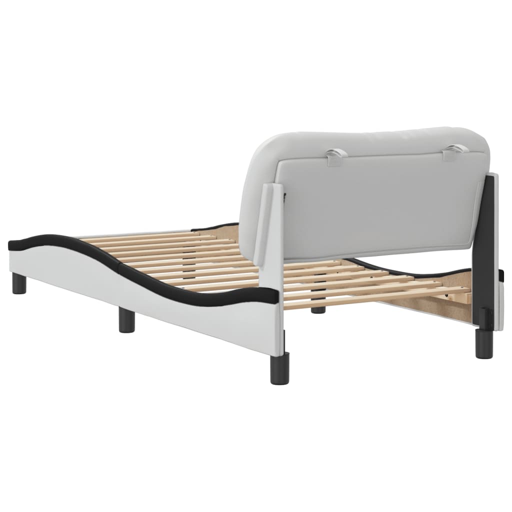 vidaXL Bedframe met hoofdbord kunstleer wit en zwart 90x200 cm