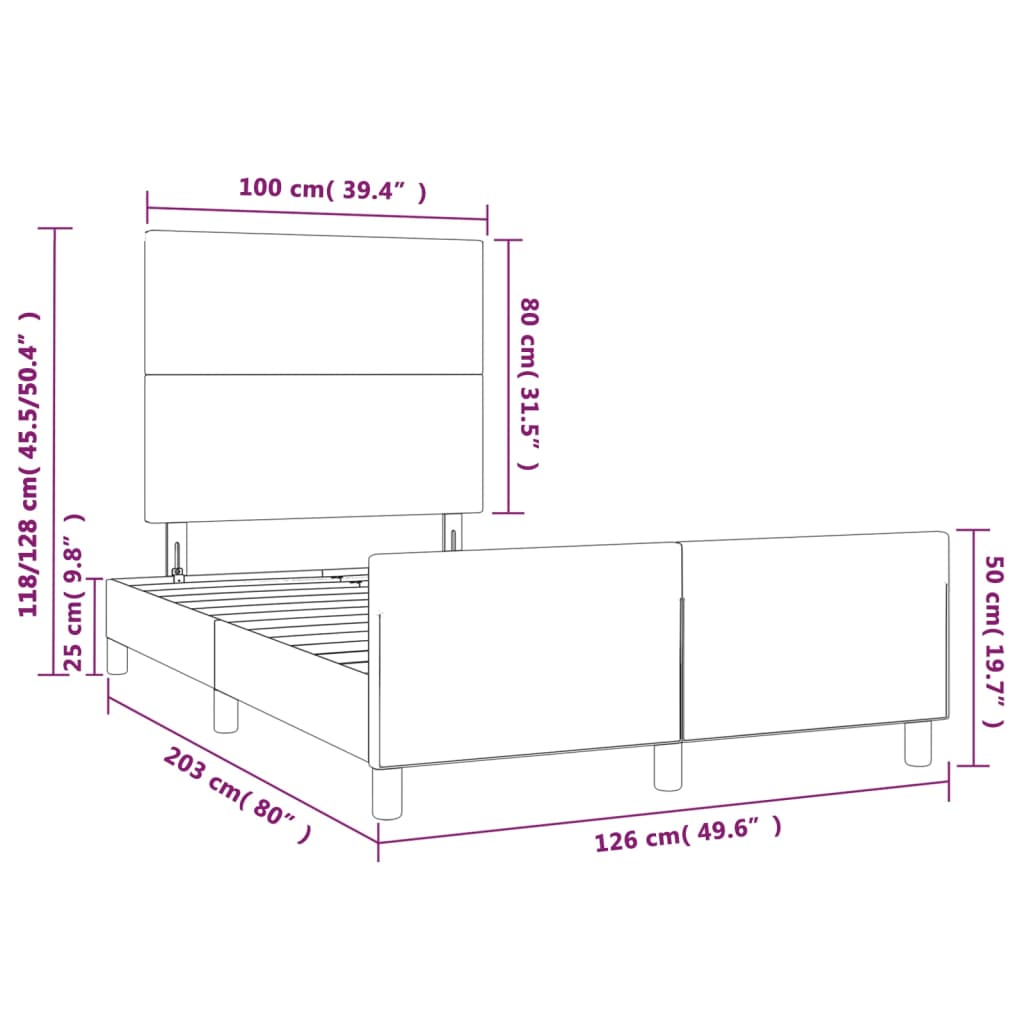 vidaXL Bedframe met hoofdeinde fluweel roze 120x200 cm