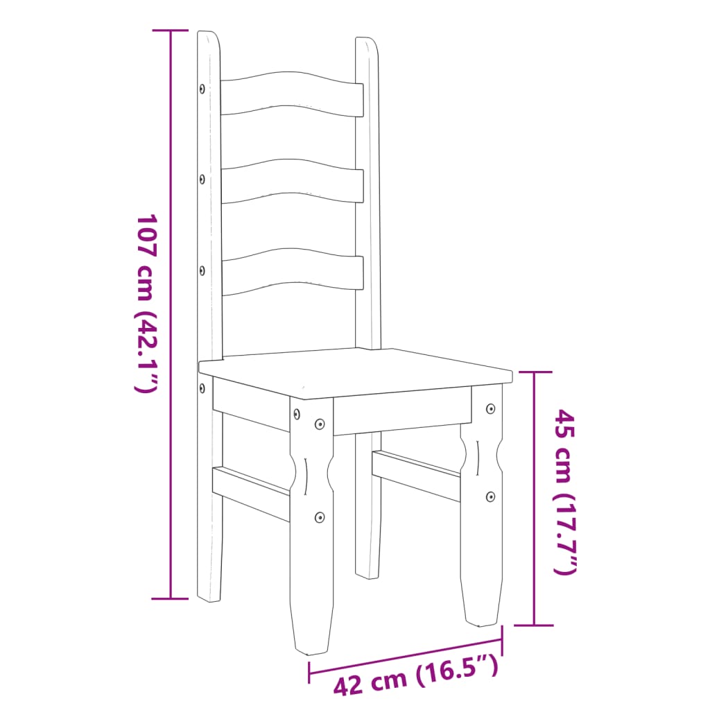 vidaXL Eetkamerstoelen 2 st Corona 42x47x107 cm grenenhout wit