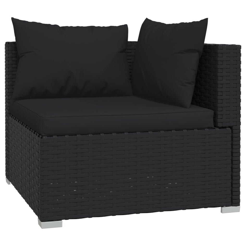 vidaXL 12-delige Loungeset met kussens poly rattan zwart